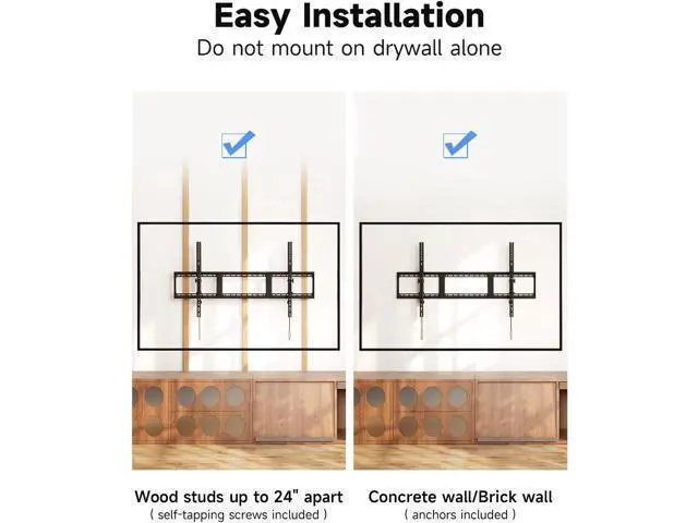 Alt view image 6 of 7 - Suptek Heavy Duty Tilted TV Wall Mount for 60-120" TVs 220Lbs, Fits 3 Studs of 16" and 2 Studs of 18" or 24", VESA 1100x600mm, Low Profile for LED/OLED/LCD, MT11
