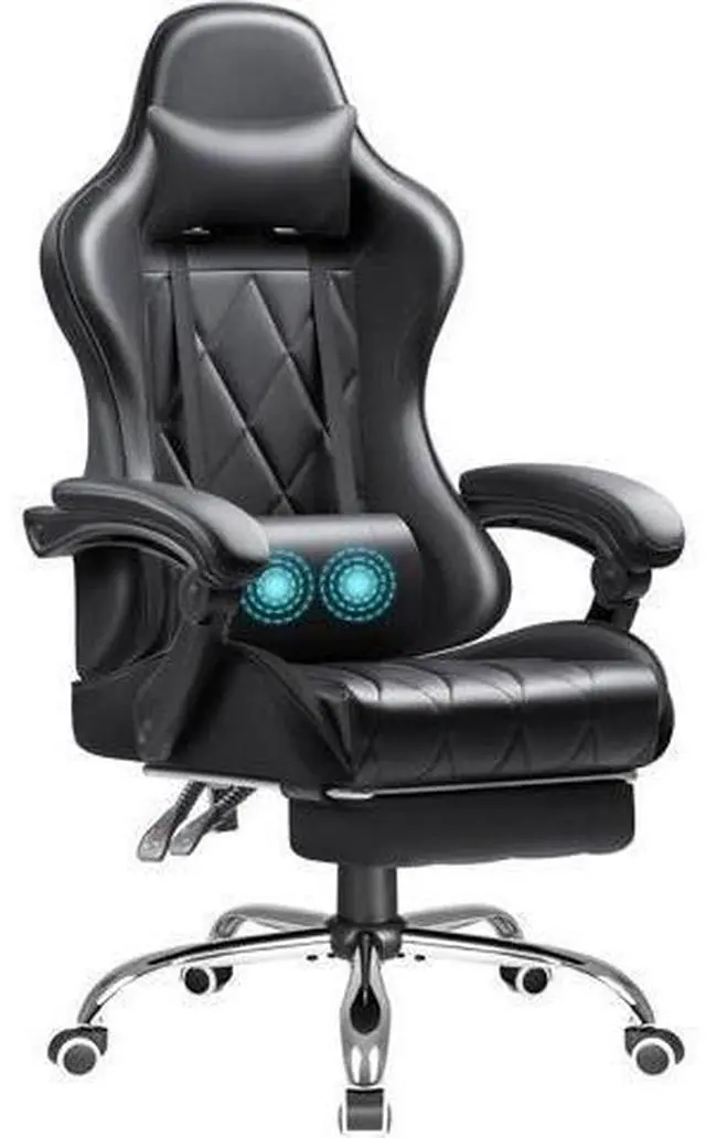 Main image of Shahoo Ergonomic Chair with Footrest and Massage Lumbar Support, Computer Ergonomic Chairs Ergonomic Office Seat Height Adjustable with Headrest, Black