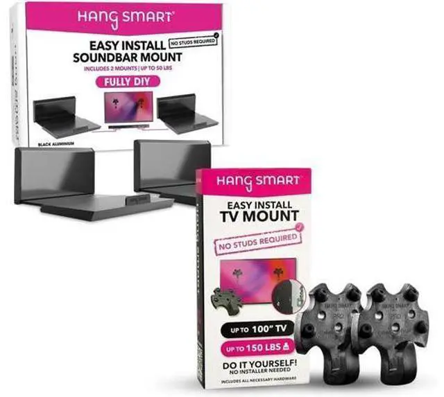 Main image of HangSmart TV & SoundBar Mount Bundle No Stud Easy Install, Universal Wall Mounts for Up to 150LBS & SoundBars Up to 50LBS Fits Most TVs & SoundBars with Hardware Included