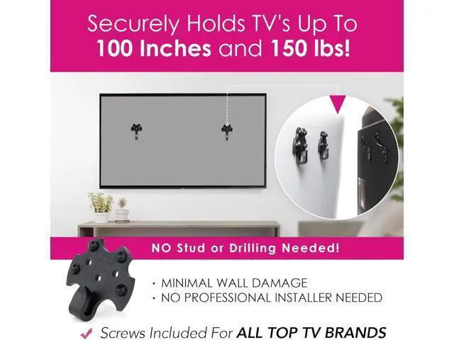 Alt view image 3 of 7 - HangSmart TV & SoundBar Mount Bundle No Stud Easy Install, Universal Wall Mounts for Up to 150LBS & SoundBars Up to 50LBS Fits Most TVs & SoundBars with Hardware Included