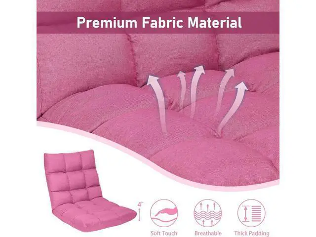 Alt view image 5 of 7 - MAT EXPERT 14-Position Floor Chair, Floor Office Chair w/Resilience Sponge, Alloy Steel Frame, Padded Bed Couch Recliner, Floor Chair with Back Support for Reading, Meditating (Pink)