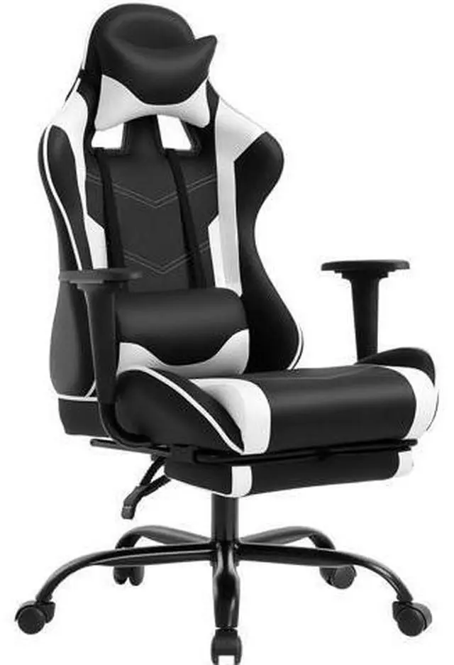 Main image of BestOffice Ergonomic Office, PC Gaming Desk Chair Executive PU Leather Computer Lumbar Support with Footrest Modern Task Rolling Swivel Chair for Women, Men(White)