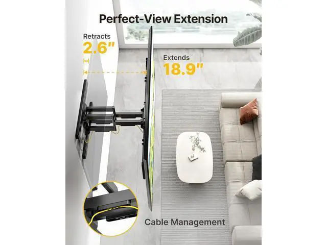 Alt view image 6 of 7 - monTEK Heavy Duty Full Motion TV Wall Mount for 43100 Inch TVs Pre-Assembled Bracket with Tool-Free Tilt Swivel & Extension Max VESA 800x600, 150lbs 4X Strength Tested Fits 16/18 Inch Studs