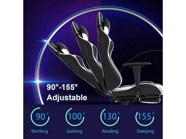 Alt view image 5 of 7 - BestOffice Ergonomic Office, PC Gaming Desk Chair Executive PU Leather Computer Lumbar Support with Footrest Modern Task Rolling Swivel Chair for Women, Men(White)