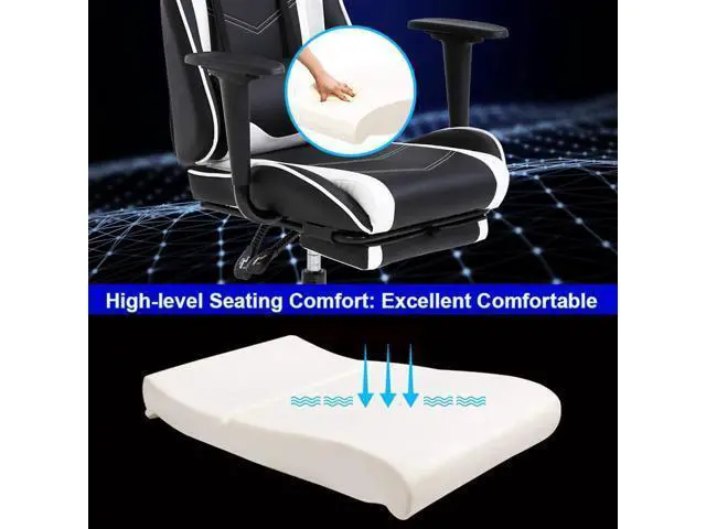 Alt view image 7 of 7 - BestOffice Ergonomic Office, PC Gaming Desk Chair Executive PU Leather Computer Lumbar Support with Footrest Modern Task Rolling Swivel Chair for Women, Men(White)