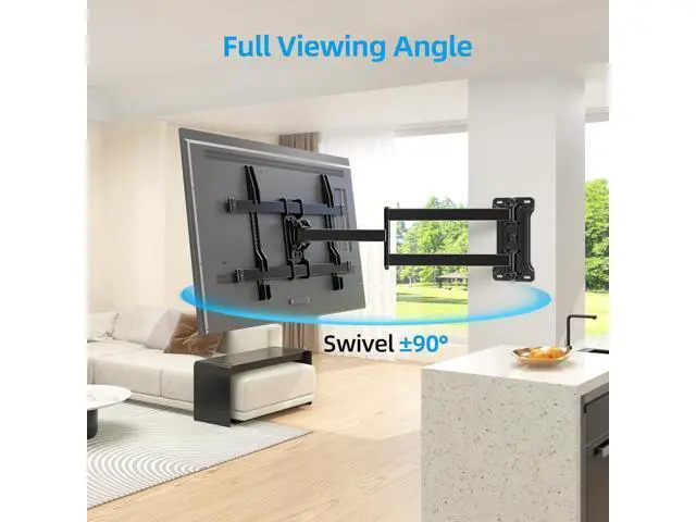 Alt view image 2 of 7 - Pre-Assembled Corner TV Wall Mount for 32-80" TVs, Full Motion with Smooth Gliding Extension, 30" Long Arm, Single Stud Installation Holds 100lbs, Max VESA 600x400mm