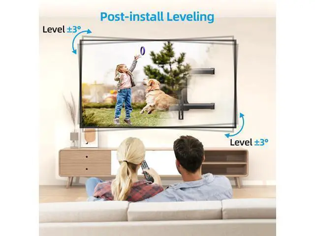 Alt view image 7 of 7 - Pre-Assembled Corner TV Wall Mount for 32-80" TVs, Full Motion with Smooth Gliding Extension, 30" Long Arm, Single Stud Installation Holds 100lbs, Max VESA 600x400mm