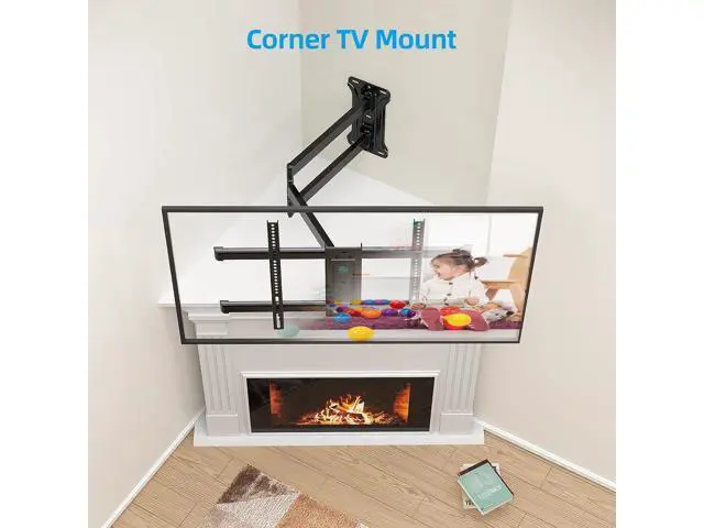 Alt view image 4 of 7 - Pre-Assembled Corner TV Wall Mount for 32-80" TVs, Full Motion with Smooth Gliding Extension, 30" Long Arm, Single Stud Installation Holds 100lbs, Max VESA 600x400mm