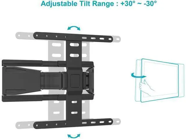Alt view image 4 of 6 - Monoprice Ultra-Slim Full-Motion Articulating TV Wall Mount Bracket - For 40" ~ 75" TVs Max Weight 66lbs VESA Up to 200x200 Concrete & Brick Compatible, Black