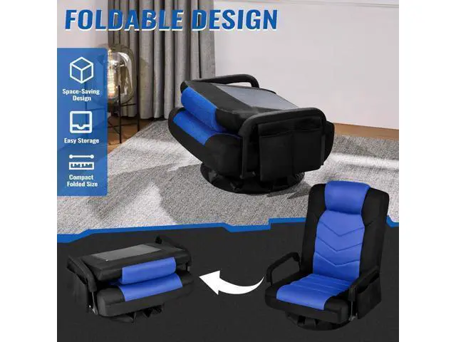 Alt view image 5 of 7 - Yaheetech Floor Office Chair Swivel Video Office Chair Multipurpose Lazy Lounger Couch for Playing Games, TV, Reading with 6 Adjustable Position, Side Pocket, Armrest Handles