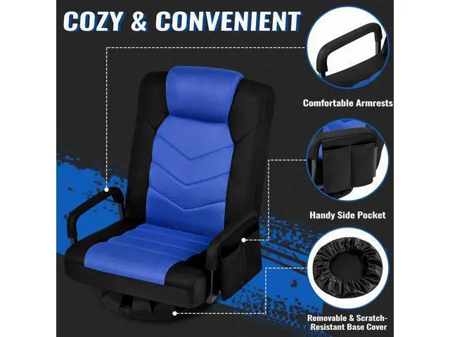 Alt view image 7 of 7 - Yaheetech Floor Office Chair Swivel Video Office Chair Multipurpose Lazy Lounger Couch for Playing Games, TV, Reading with 6 Adjustable Position, Side Pocket, Armrest Handles