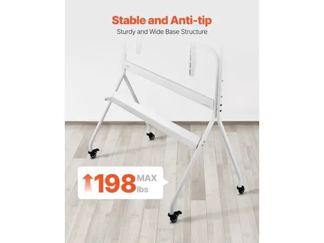 Alt view image 4 of 7 - VEVOR Rolling TV Stand, Mobile TV Cart for 35-100 Inch LED/LCD/OLED Flat/Curved TVs, Portable Monitor Stand with Wheels Hold up to 198 lbs for Living Room, Bedroom, Office, Outdoor, Max VESA 800x600mm