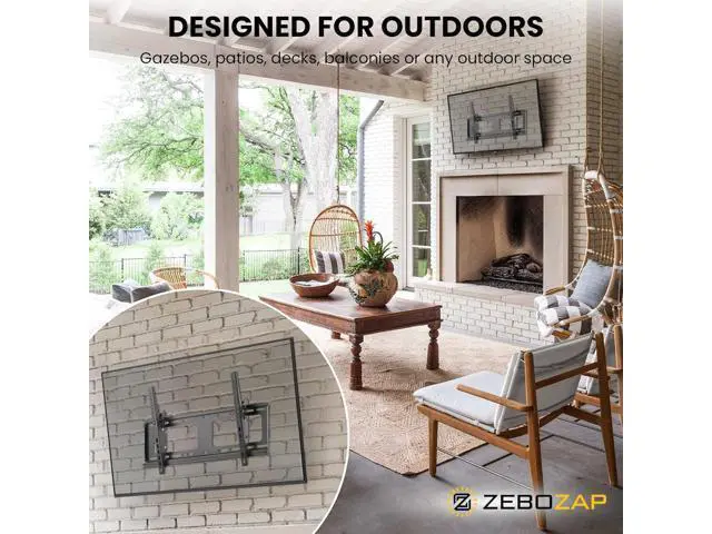 Alt view image 3 of 7 - ZeboZap ZZTVT8064 Outdoor TVmount Weatherproof Holds Upto 80 Inch TV on Vinyl Siding, Stucco, Brick & Stone | Holds 154lbs