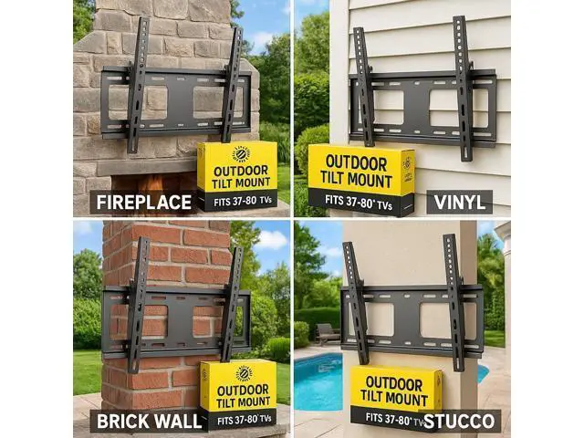 Alt view image 2 of 7 - ZeboZap ZZTVT8064 Outdoor TVmount Weatherproof Holds Upto 80 Inch TV on Vinyl Siding, Stucco, Brick & Stone | Holds 154lbs