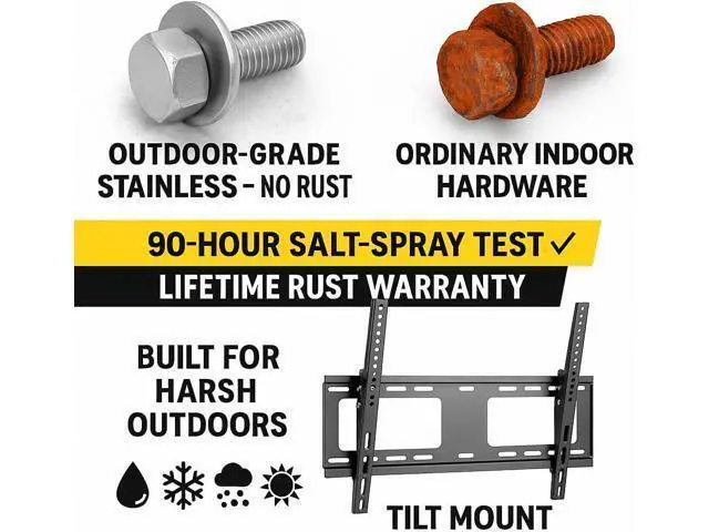 Alt view image 4 of 7 - ZeboZap ZZTVT8064 Outdoor TVmount Weatherproof Holds Upto 80 Inch TV on Vinyl Siding, Stucco, Brick & Stone | Holds 154lbs
