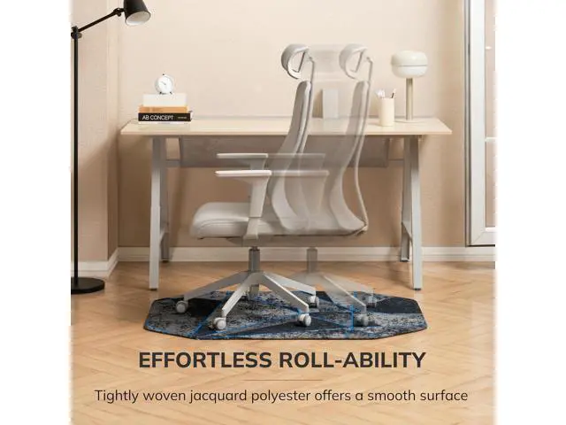 Alt view image 4 of 7 - Anji Mountain Office Chair Mat for All Surfaces- Anti-Slip, Easy Rolling Office Desk Chairmat, Premium Hard Floor Protection Chairmat, Exclusively Designed for Home Offices, Cracked Ice Blue (36x48)