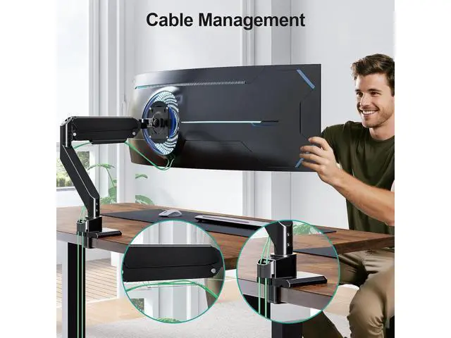 Alt view image 6 of 7 - MOUNT PRO Heavy Duty Monitor Arm for 49 inch Ultrawide Screen up to 44 lbs, Single Desk Computer Mount Curved Monitor Stand for Samsung Odyssey G9, Adjustable Gas Spring VESA Mount 75x75 100x100