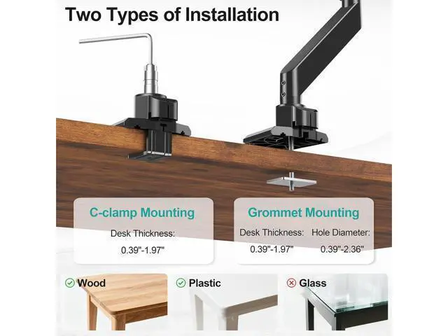 Alt view image 7 of 7 - MOUNT PRO Heavy Duty Monitor Arm for 49 inch Ultrawide Screen up to 44 lbs, Single Desk Computer Mount Curved Monitor Stand for Samsung Odyssey G9, Adjustable Gas Spring VESA Mount 75x75 100x100
