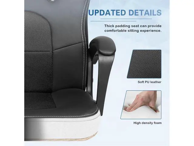 Alt view image 6 of 6 - GUNJI Computer Chair PU Leather High Back Office Modern Racing Style Ergonomic Chair Adjustable Executive Ergonomic Desk with Padded Armrests and Lumbar Support (Black)