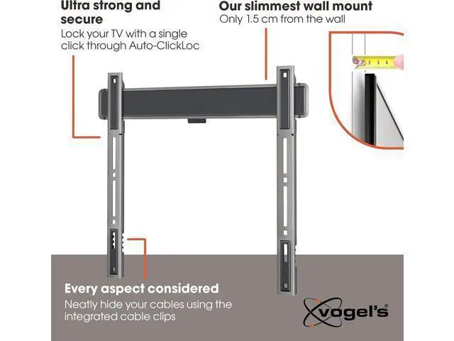 Alt view image 3 of 7 - Vogel's TVM 5405 Extremely Flat TV Wall Bracket for 32-77 inch TVs, Max. 165 lbs, TV Bracket max. VESA 400x400, Universally Compatible, Distance to The Wall only 0.59 inch