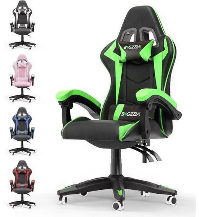 Main image of Bigzzia Ergonomic Chair, Ergonomic Video Ergonomic Chairs with Pillow and Lumbar Support, Racing Style Height Adjustable Computer Chair with 360°-Swivel Seat for Adults and Teens