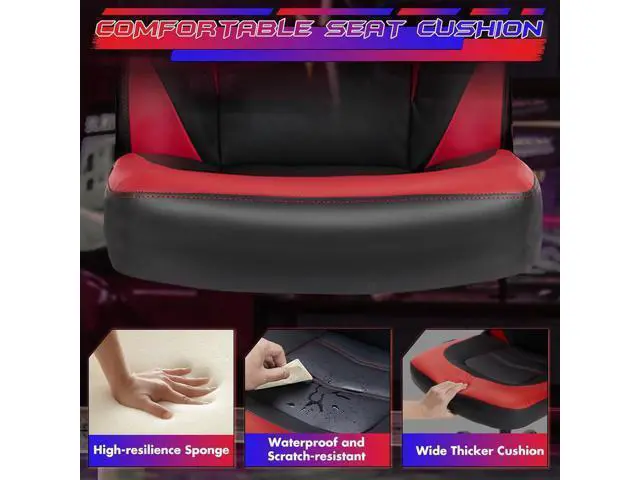 Alt view image 7 of 7 - Sweetcrispy Computer Gaming Desk Chair - Ergonomic Office Executive Adjustable Swivel Task PU Leather Racing Chair with Flip-up Armrest for Adults, Kids, Men, Girls, Gamer, Black Red