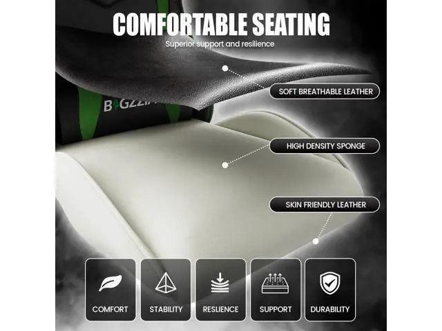 Alt view image 6 of 7 - Bigzzia Ergonomic Chair, Ergonomic Video Ergonomic Chairs with Pillow and Lumbar Support, Racing Style Height Adjustable Computer Chair with 360°-Swivel Seat for Adults and Teens