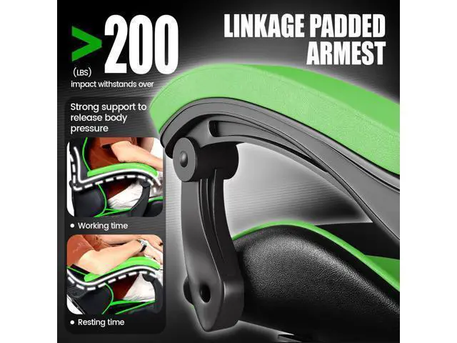 Alt view image 7 of 7 - Bigzzia Ergonomic Chair, Ergonomic Video Ergonomic Chairs with Pillow and Lumbar Support, Racing Style Height Adjustable Computer Chair with 360°-Swivel Seat for Adults and Teens
