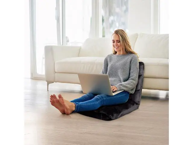 Alt view image 3 of 7 - 14-Position Adjustable Floor Office Chair Foldable Memory Foam Armless Sofa Seat Couch Recliner with Comfy Back Support for Working Meditation Reading, Black