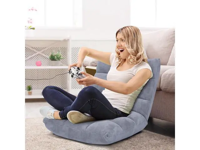 Alt view image 2 of 7 - BestComfort Floor Chair with Back Support, Floor Office Chairs w/ 14 Adjustable Position, Padded Sleeper Bed, Folding Floor Seating for Living Room, Reading, Watching TV, Meditation for Adults & Kids