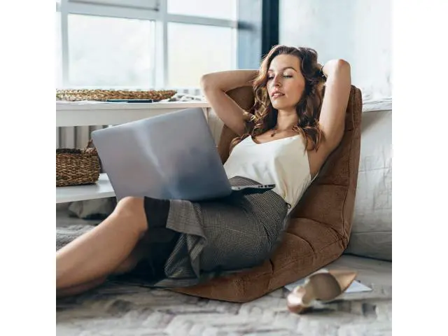 Alt view image 2 of 7 - BestComfort Floor Chair with Back Support, Floor Office Chairs w/ 14 Adjustable Position, Padded Sleeper Bed, Folding Floor Seating for Living Room, Reading, Watching TV, Meditation for Adults & Kids