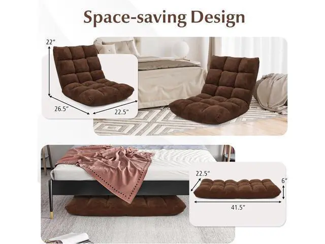 Alt view image 5 of 7 - BestComfort Floor Chair with Back Support, Floor Office Chairs w/ 14 Adjustable Position, Padded Sleeper Bed, Folding Floor Seating for Living Room, Reading, Watching TV, Meditation for Adults & Kids