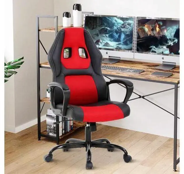 Main image of PC Ergonomic Chair Ergonomic Computer High-Back Racing with Lumbar Support Armrest Adjustable PU Leather Swivel Rolling Executive Office Desk for Home Adults,Red