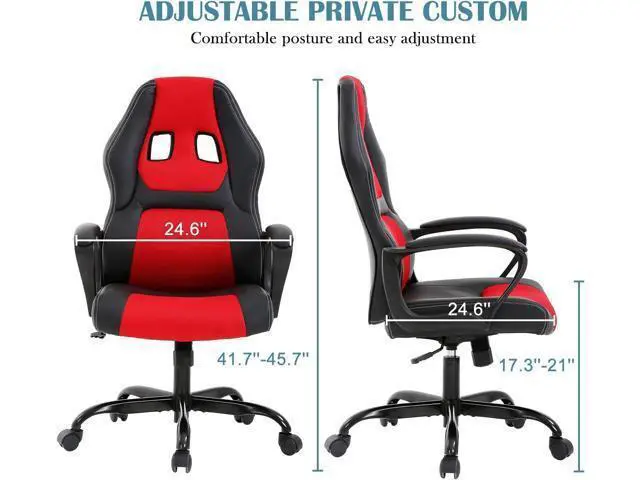 Alt view image 2 of 7 - PC Ergonomic Chair Ergonomic Computer High-Back Racing with Lumbar Support Armrest Adjustable PU Leather Swivel Rolling Executive Office Desk for Home Adults,Red