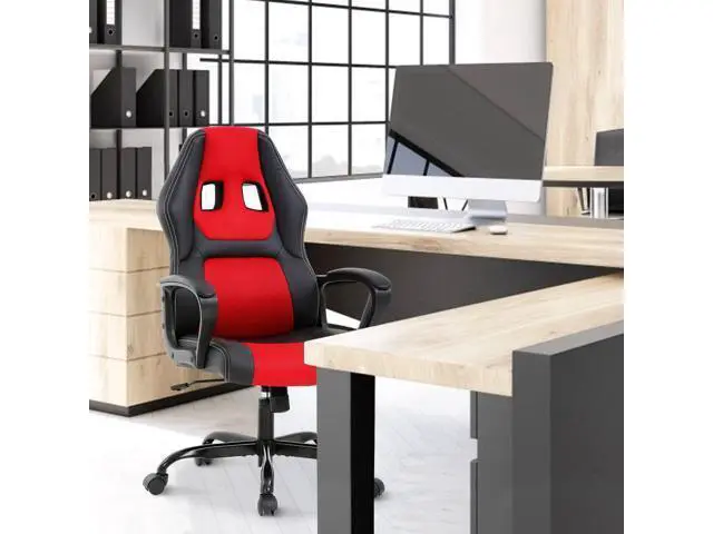 Alt view image 7 of 7 - PC Ergonomic Chair Ergonomic Computer High-Back Racing with Lumbar Support Armrest Adjustable PU Leather Swivel Rolling Executive Office Desk for Home Adults,Red