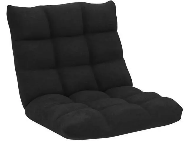 Alt view image 5 of 7 - COSTWAY Adjustable Office Chair, Video Office Chairs with Back Support, Alloy Steel Frame, Soft Coral Fleece, Lazy Sofa Lounge for Reading Living Room Recliner for Adults Kids, Black