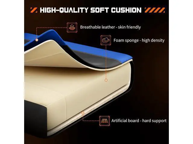Alt view image 7 of 7 - Sweetcrispy Video Game Desk Chair - Ergonomic Computer with Footrest and Comfy Lumbar Support, PU Leather Recliner with Headrest, Fixed Up Armrest, Height Adjustable with 360° Swivel, for Adults, Blue