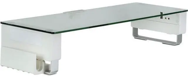 Main image of Mount-It! Glass Monitor Stand with 3 USB Ports | Desktop Riser Fits 24, 27, 30, 32 Inch Screens, 66 Lbs Capacity