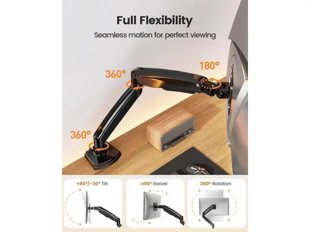 Alt view image 3 of 7 - ErGear 13 to 49 inches Single Monitor Mount for Ultrawide Screens,Holds 26.5lbs,Heavy Duty Single Monitor Arm,Single Monitor Stand with Swivel,Tilt,Rotation for Home and Office,VESA 75/100mm