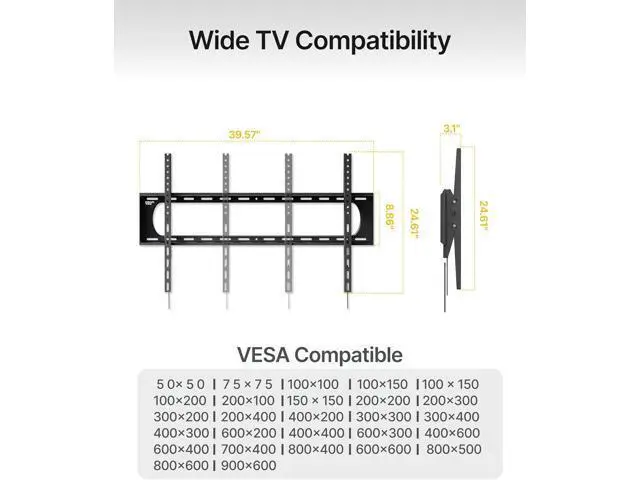 Alt view image 6 of 7 - monTEK Heavy Duty Tilting TV Wall Mount for 60120 Large TVs up to 300 lbs, 4X Safety Tested, 10° Tilt for Glare-Free Viewing, Low Profile Slim Bracket, Max VESA 900x600, Fits 16/18/24 Studs