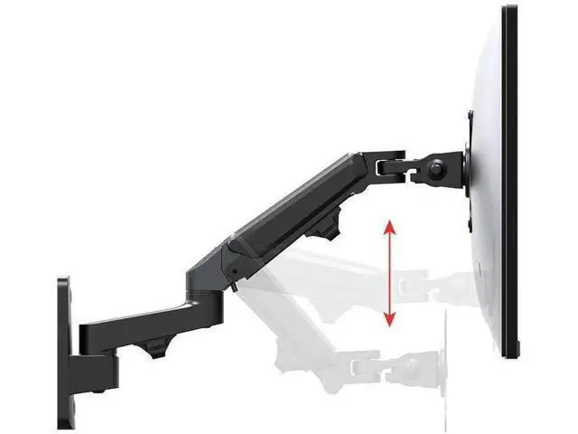 Alt view image 3 of 6 - Monoprice Full Motion Wall Mount - for Monitors Up to 27 Inch, Adjustable Gas Spring, 2-Segment, Supports Max Weight 15.4 Pounds, Black - Workstream Collection