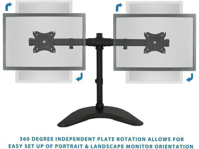 Alt view image 7 of 7 - Mount-It! Free Standing Dual Monitor Stand | Double Monitor Desk Mount | Fits Two x 19 20 21 22 23 24 27 Inch Computer Screens | 2 Heavy Duty Height Adjustable Arms | VESA Compatible 75 100