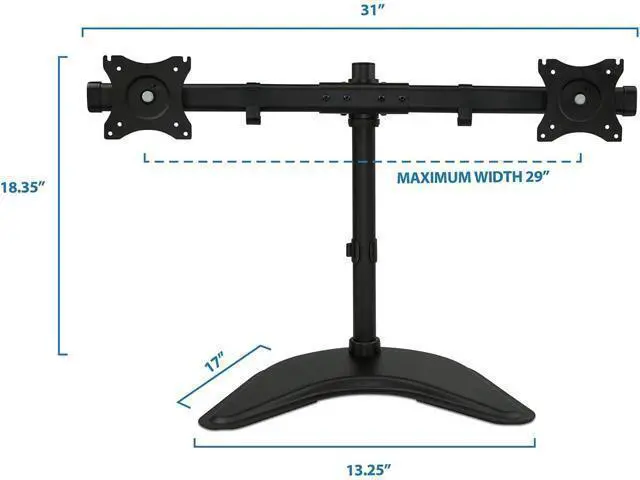 Alt view image 6 of 7 - Mount-It! Free Standing Dual Monitor Stand | Double Monitor Desk Mount | Fits Two x 19 20 21 22 23 24 27 Inch Computer Screens | 2 Heavy Duty Height Adjustable Arms | VESA Compatible 75 100