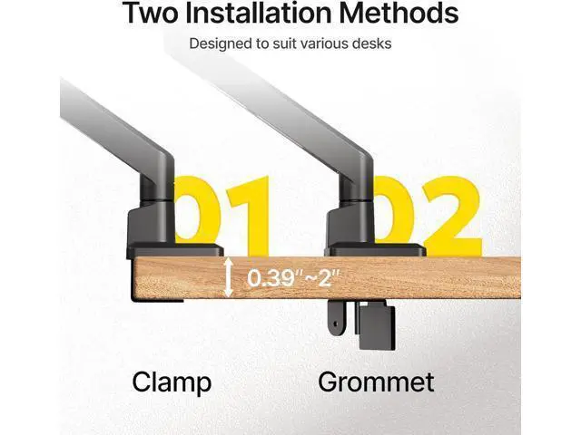 Alt view image 7 of 7 - monTEK Single Monitor Arm with USB for Max 45 Inch Ultrawide Screens Adjustable Monitor Desk Mount Holds 35 Lbs Cable Management with C Clamp/Grommet Desk Mount, VESA 75/100mm, MA1007UCBK
