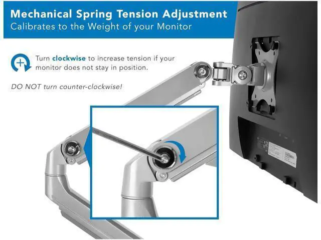 Alt view image 5 of 6 - Mount-It! Single Monitor Arm Desk Mount, Mechanical Spring Height Adjustable Monitor Stand for 1332 Inch Screens up to 17.6 lbs, VESA 75x75 & 100x100, C-Clamp & Grommet