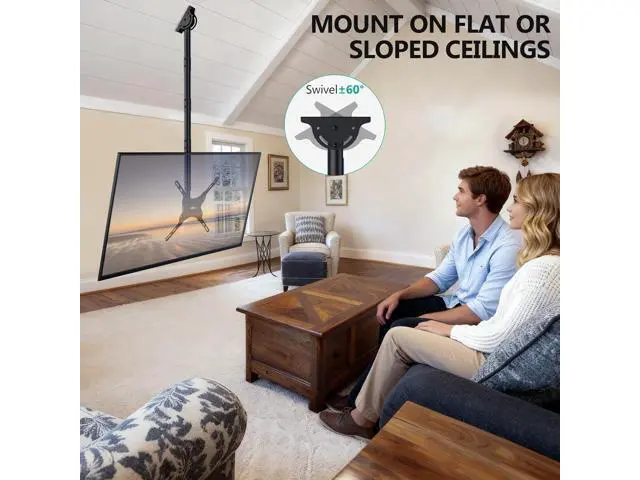 Alt view image 5 of 7 - WALI Long Arm TV Ceiling Mount, Fits Most LED, LCD, OLED and Plasma Flat Screen Display 26 to 65 Inch, up to 110 Lbs, Height Extension up to 58 Inch, Mounting Holes up to 400x400mm (CM2665XL), Black