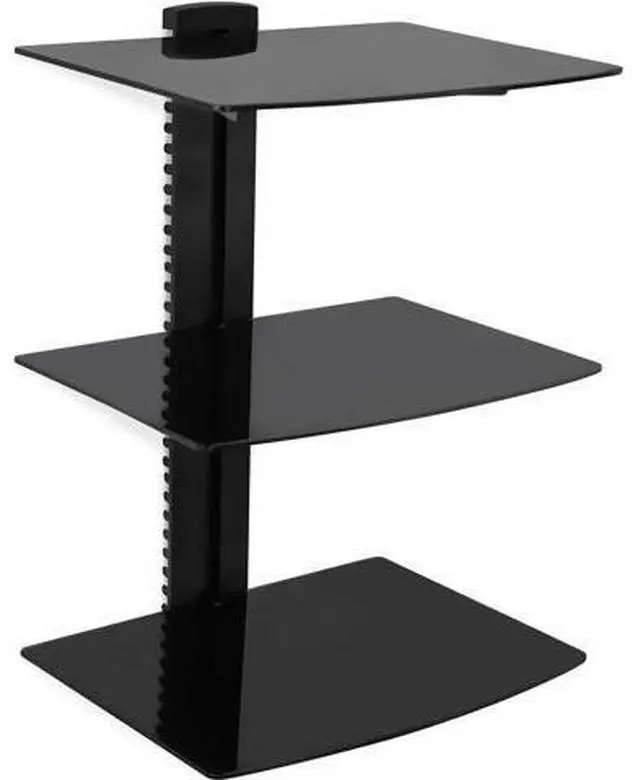 Main image of Mount-It! Floating Wall Mounted AV Entertainment Shelf for DVD Players, Cable Boxes, Audio, Gaming Systems, 3 Black Tempered Glass Height Adjustable Shelves (52.8 Lbs Capacity)