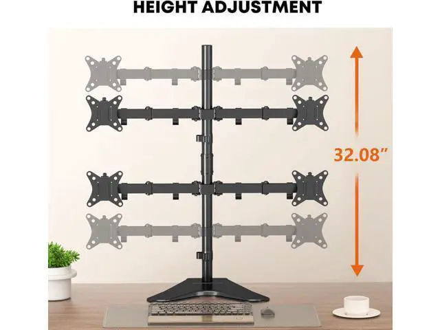 Alt view image 3 of 6 - Quad Monitor Stand, Fully Adjustable Stacked 4 Screen Desk Mount for 17 to 32 Inch Computer Screens,Hold up to 19.8lbs Each,Black