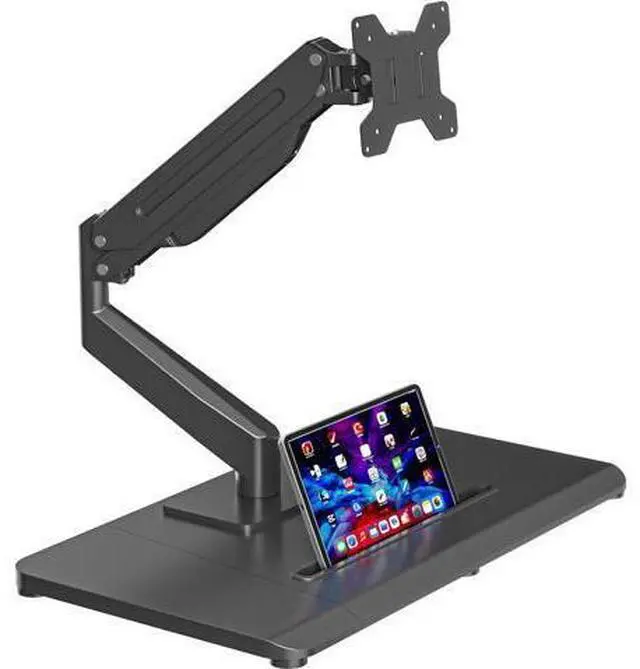 Main image of suptek Single Monitor Mount Gas Spring Arm Mount with Base,Free Standing Pneumatic Height Adjustable Monitor Desk Stand for 17 to 32 inch,Holds up to 22 lbs,Black(ML8C)