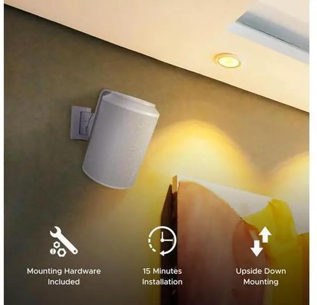 Alt view image 5 of 7 - Sound Bass ERA100 Wall Mount Bracket, Tilt and Swivel, White, Twin (2pcs), Compatible with Sonos ERA 100, Effortless Installation, Includes Mounting Kit, Double, Pair